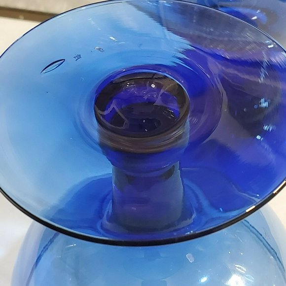 Set of 2 Cobalt Blue Crystal Champagne Cocktail Glasses dessert glass coupes 12z - Picture 5 of 9